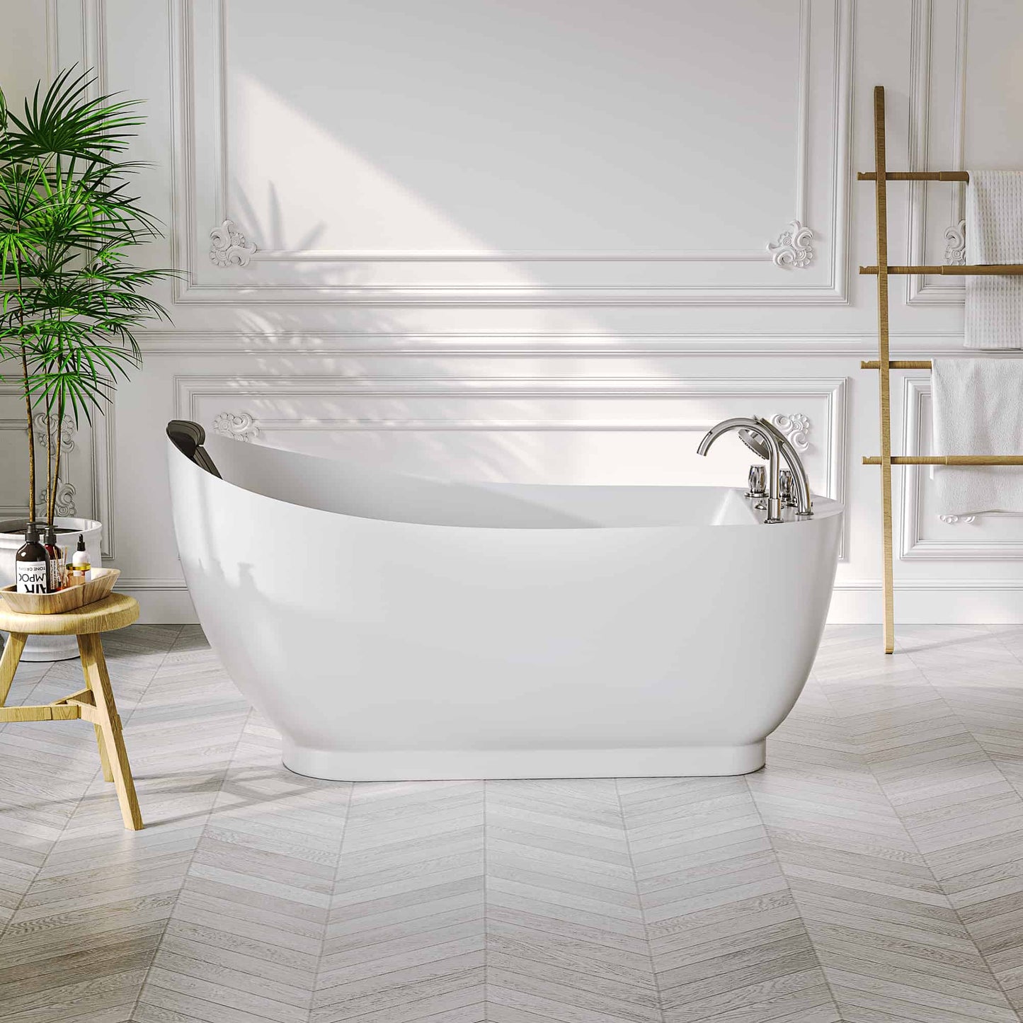 EMPAVA | 59AIS04 59 IN. ACRYLIC OVAL WHIRLPOOL FREESTANDING BATHTUB
