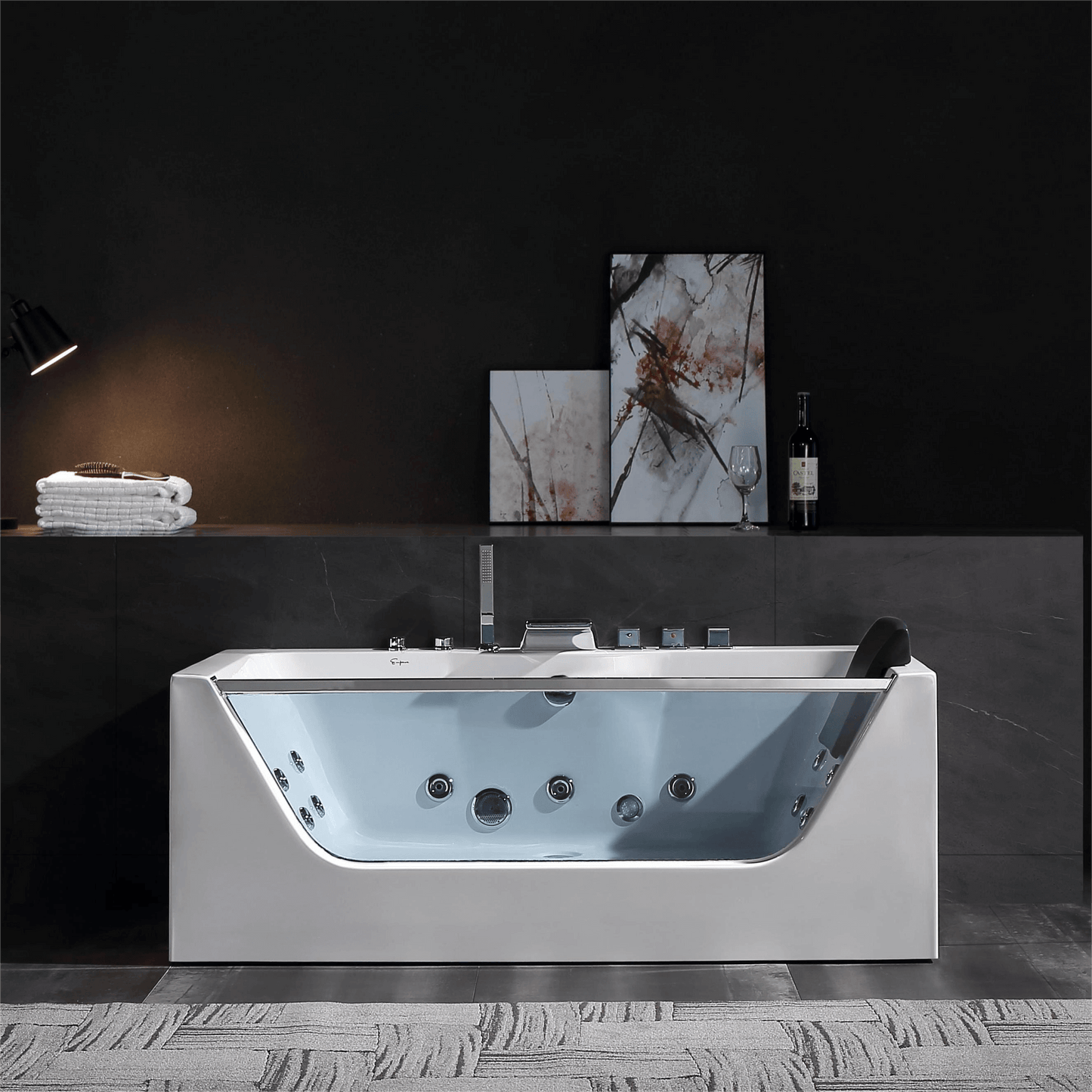 EMPAVA | 67JT408LED 67 IN. WHIRLPOOL WATERFALL FAUCET HYDROMASSAGE BATHTUB