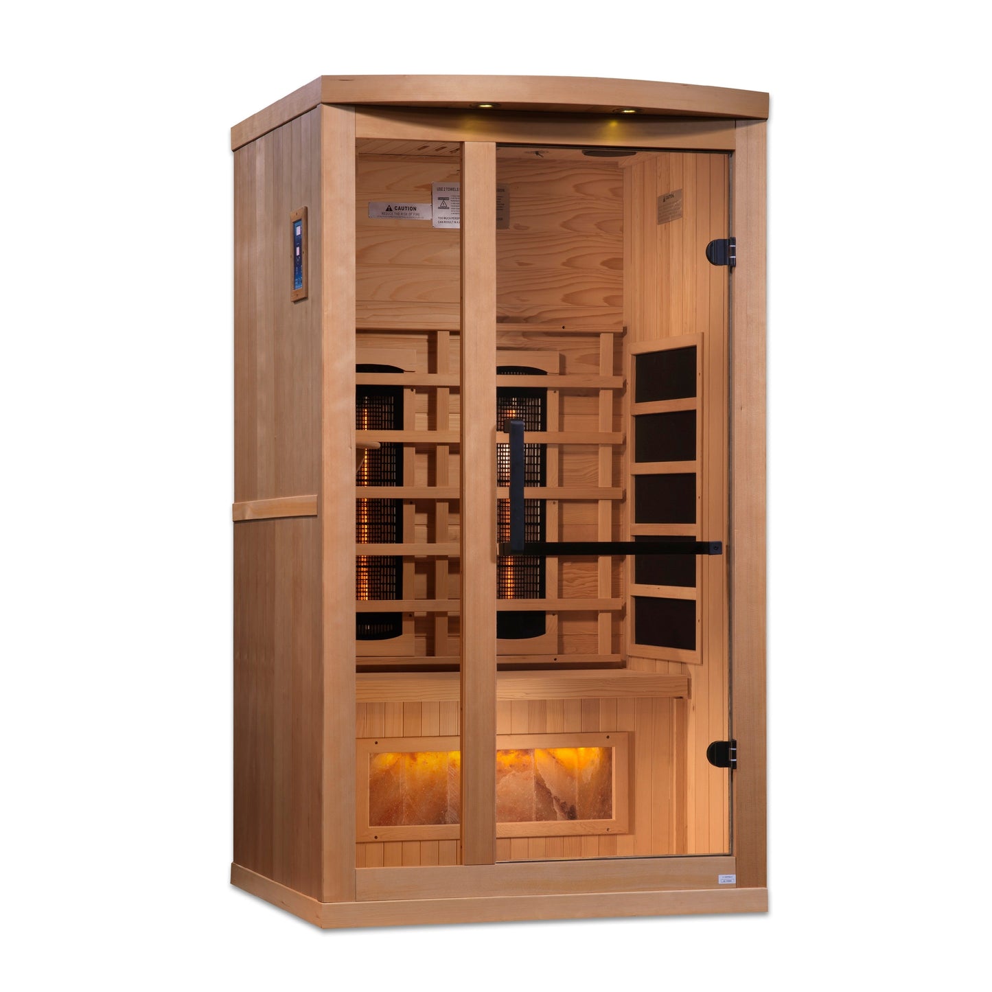 Golden Designs 1-Person Full Spectrum PureTech™ Near Zero EMF FAR Infrared Sauna with Himalayan Salt Bar (Canadian Hemlock)