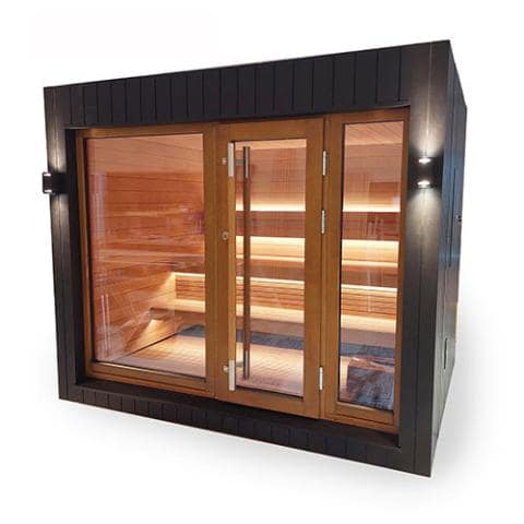 SaunaLife Model G7S Garden-Series Fully Assembled 6-Person Outdoor Backyard Home Sauna With Bluetooth