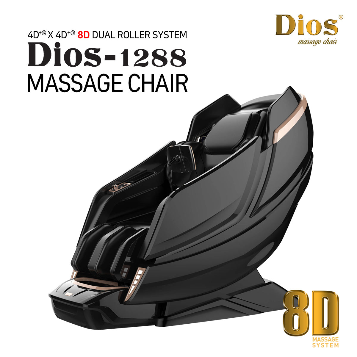 NEW Dios Massage Chair 8D AI Dual Air Tech Touch Roller SL-track with Brain Relaxation Program Dios-1288