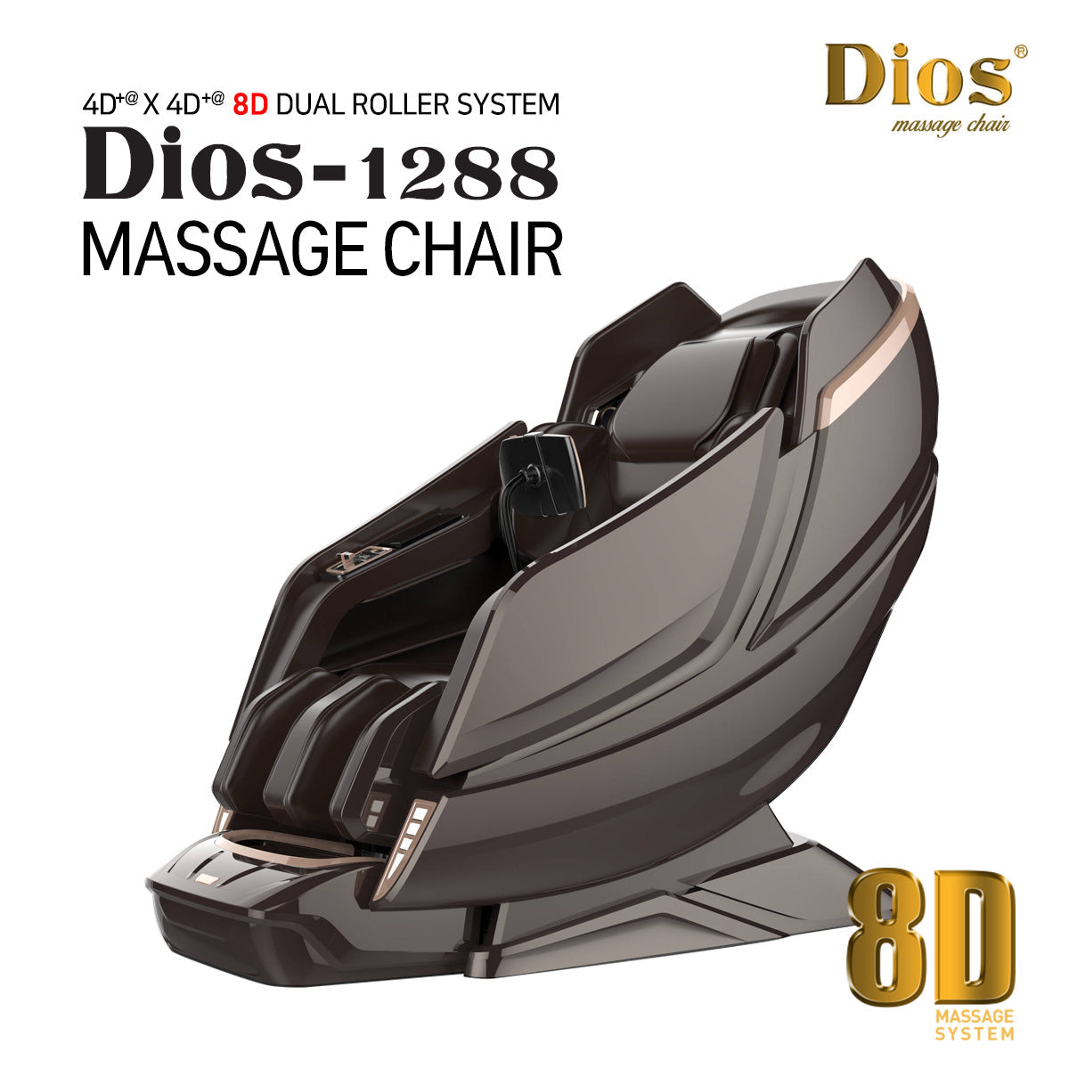 NEW Dios Massage Chair 8D AI Dual Air Tech Touch Roller SL-track with Brain Relaxation Program Dios-1288
