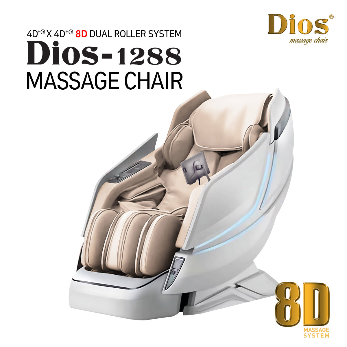 NEW Dios Massage Chair 8D AI Dual Air Tech Touch Roller SL-track with Brain Relaxation Program Dios-1288