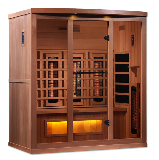 Golden Designs 4-Person Full Spectrum PureTech™ Near Zero EMF FAR Infrared Sauna with Himalayan Salt Bar (Canadian Hemlock)