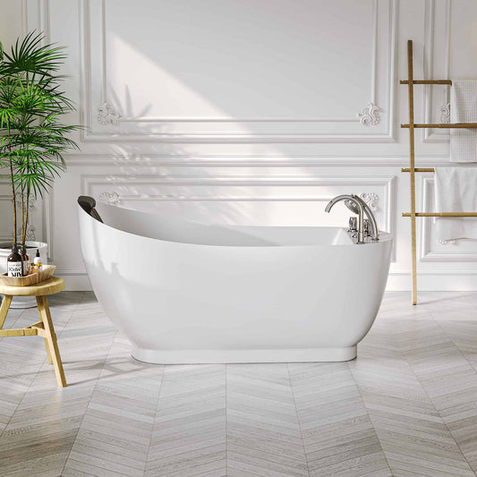 EMPAVA | 59AIS04 59 IN. ACRYLIC OVAL WHIRLPOOL FREESTANDING BATHTUB