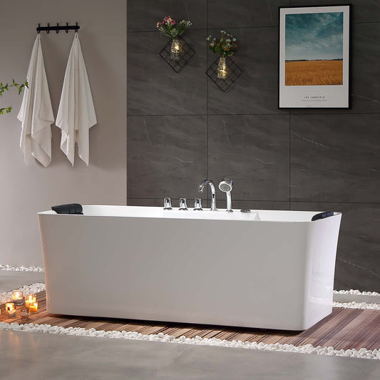 EMPAVA | 59AIS15 59 IN. WHIRLPOOL FREESTANDING HYDROMASSAGE BATHTUB