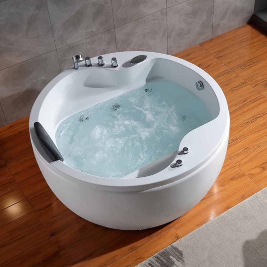 EMPAVA | 59JT005 59 IN. WHIRLPOOL ACRYLIC HYDROMASSAGE ROUND TUB