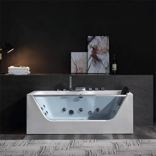 EMPAVA | 59JT408LED 59 IN. WHIRLPOOL WATERFALL FAUCET HYDROMASSAGE BATHTUB