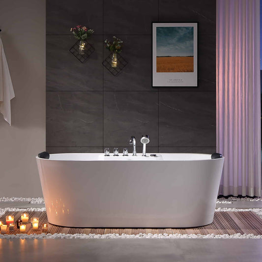 EMPAVA | 67AIS01 67 IN. WHIRLPOOL FREESTANDING HYDROMASSAGE BATHTUB
