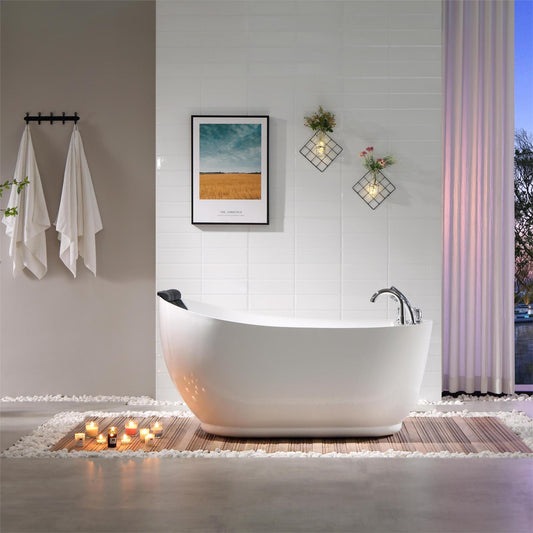 EMPAVA | 67AIS05 67 IN. WHIRLPOOL FREESTANDING ACRYLIC BATHTUB