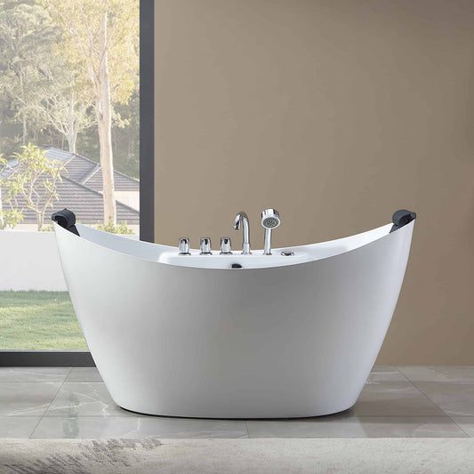 EMPAVA | 67AIS10 67 IN. WHIRLPOOL FREESTANDING ACRYLIC BATHTUB