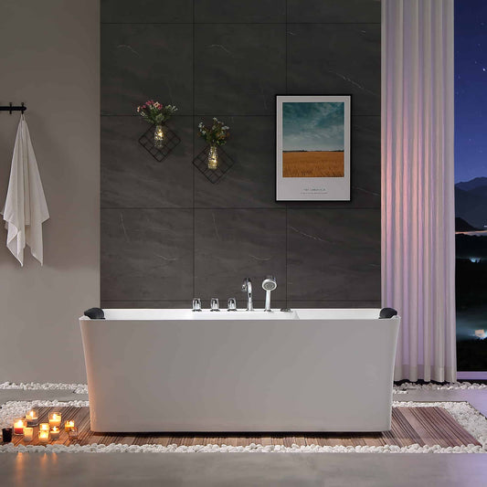 EMPAVA | 67AIS16 67 IN. WHIRLPOOL FREESTANDING ACRYLIC HYDROMASSAGE BATHTUB