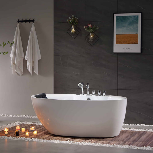 EMPAVA | 71AIS14 71 IN. WHIRLPOOL FREESTANDING ACRYLIC BATHTUB