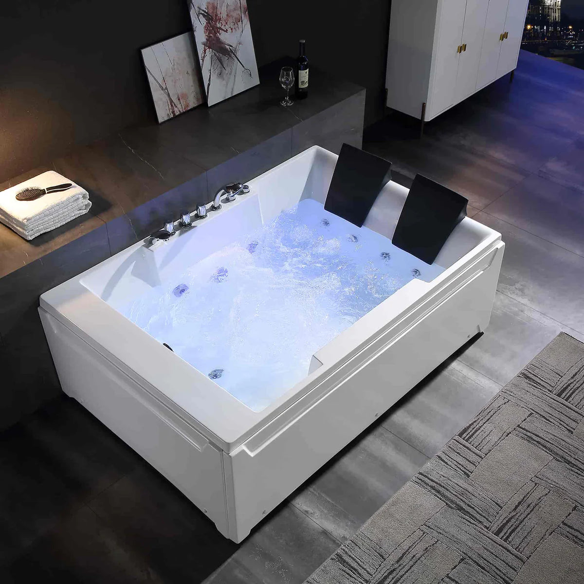 EMPAVA | 72JT367LED 72 IN. WHIRLPOOL LUXURY 2-PERSON HYDROMASSAGE BATHTUB