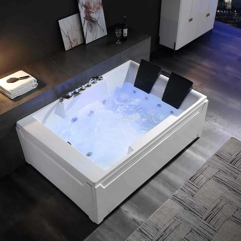 EMPAVA | 72JT367LED 72 IN. WHIRLPOOL LUXURY 2-PERSON HYDROMASSAGE BATHTUB