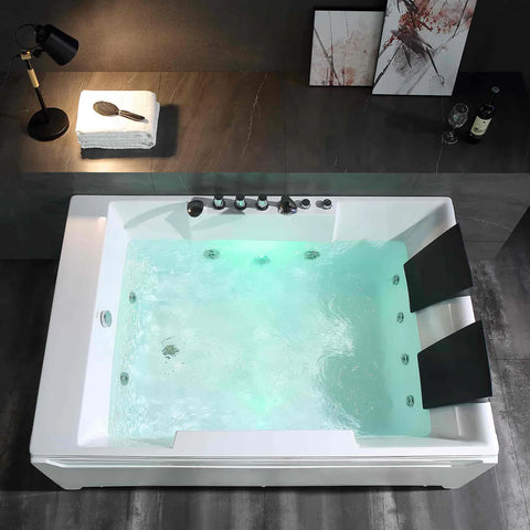 EMPAVA | 72JT367LED 72 IN. WHIRLPOOL LUXURY 2-PERSON HYDROMASSAGE BATHTUB