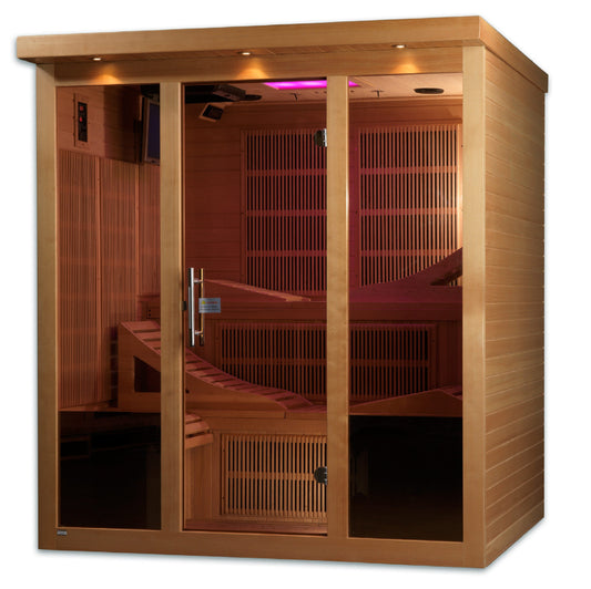 Golden Designs Monaco 6-person PureTech™ Near Zero EMF (Under 2MG) FAR Infrared Sauna (Canadian Hemlock) - GDI-6996-01