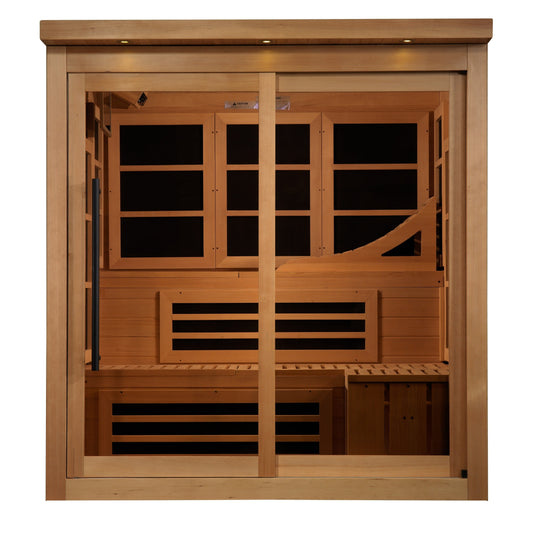 Golden Designs Monaco Limited Edition 6-person PureTech™ Near Zero EMF (Under 2MG) FAR Infrared Sauna (Canadian Hemlock) - GDI-696-02