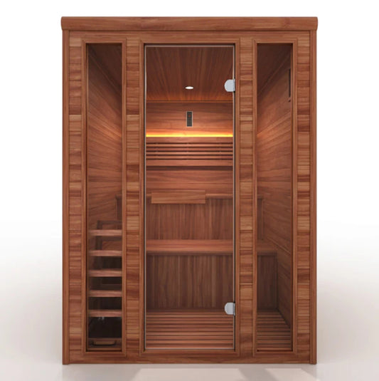 NEW Golden Designs 2025 "Andermatt Edition" 2 - 3 Person Traditional Steam Sauna (GDI-7030-01) - Pacific Premium Clear Cedar