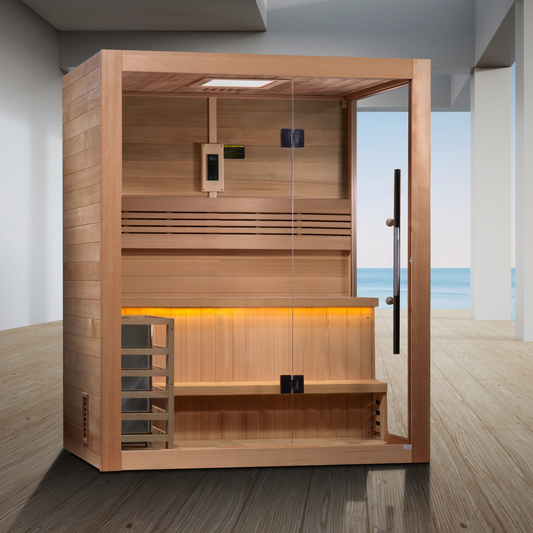 Golden Designs "Hanko Edition" 2 Person Indoor Traditional Sauna (GDI-7202-01) - Canadian Red Cedar Interior GDI-7202-01