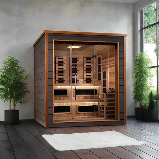 Golden Designs Karlstad 6 Person Outdoor-Indoor PureTech™ Hybrid Full Spectrum Sauna (GDI-8226-01) - Canadian Red Cedar Interior