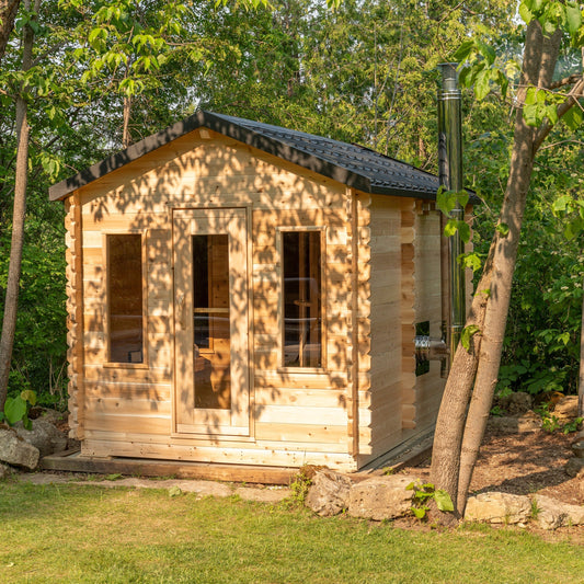 Dundalk Leisurecraft Canadian Timber Georgian Cabin Sauna with Changeroom CTC88CW + Huum Hive Heater WIFI + Chimney & Heat Shields