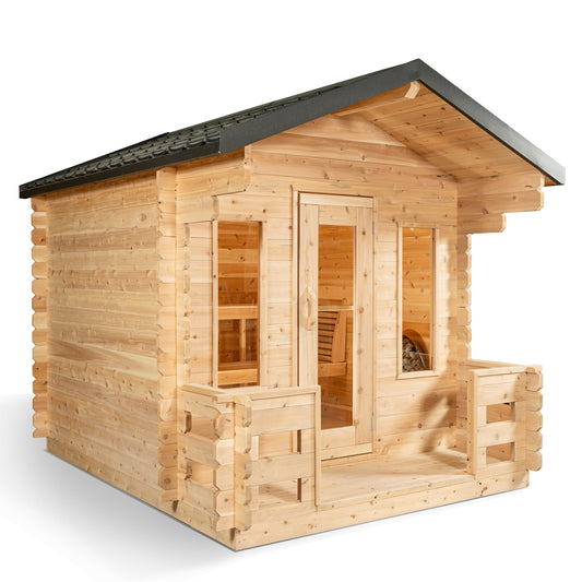 Dundalk Leisurecraft Canadian Timber 6 Person Georgian Cabin Sauna with Porch CTC88PW
