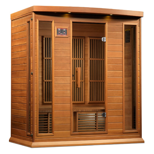 Maxxus Chaumont Edition 4-Person Corner Near Zero EMF (Under 2MG) FAR Infrared Sauna (Canadian Red Cedar)
