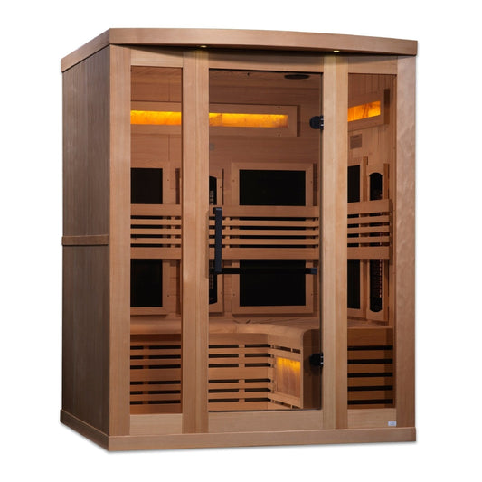 Golden Designs 2-Person Full Spectrum PureTech™ Near Zero EMF FAR Infrared Sauna with Himalayan Salt Bar (Canadian Hemlock)