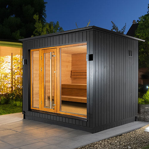 SaunaLife Model G7S Garden-Series Fully Assembled 6-Person Outdoor Backyard Home Sauna With Bluetooth