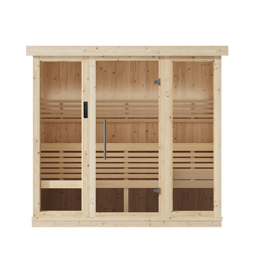 SaunaLife Xperience X7 Series 6 Person Nordic Spruce Home Sauna DIY Kit with LED Light System